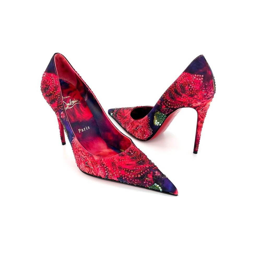 NIB Christian Louboutin Kate Max Roses Strass 100 Crystal Embellished Pumps 36.5